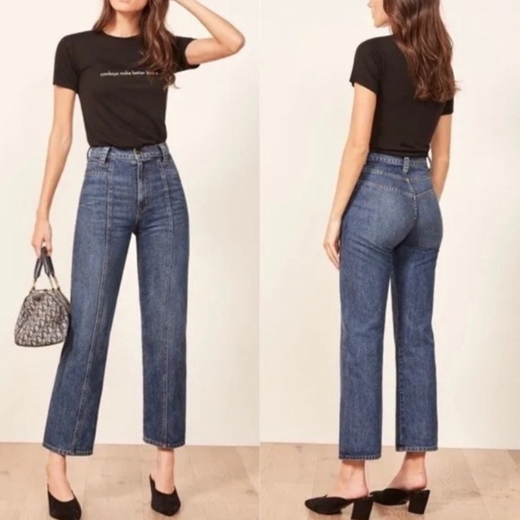 Reformation Denim - SOLD⭐️SOLD⭐️Reformation 70s Stud Jean High Waisted Crop Baltic Wash Jeans 25